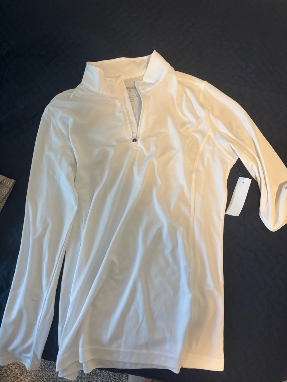 Women’s White Long-Sleeve Quarter-Zip Polo